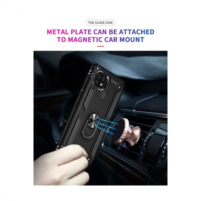 Realme C21 Kılıf Sofya Yüzüklü Silikon Kapak - Siyah