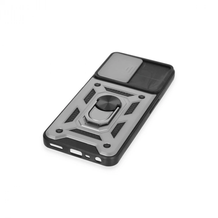 Realme C35 Kılıf Pars Lens Yüzüklü Silikon - Gümüş