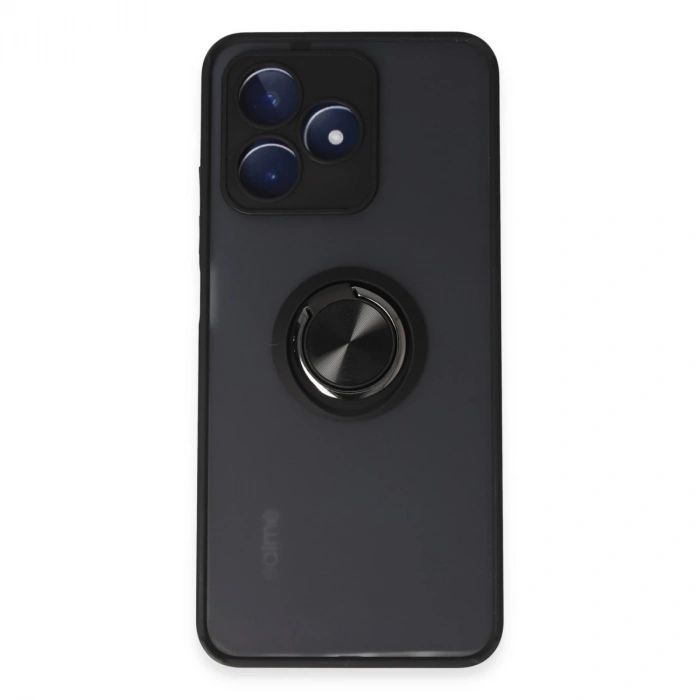 Realme C53 Kılıf Montreal Yüzüklü Silikon Kapak - Siyah
