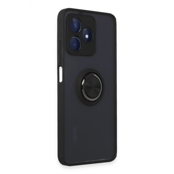 Realme C53 Kılıf Montreal Yüzüklü Silikon Kapak - Siyah