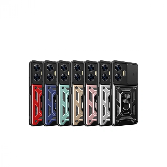 Realme C55 Kılıf Pars Lens Yüzüklü Silikon - Kırmızı