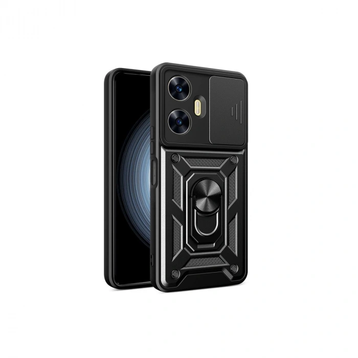 Realme C55 Kılıf Pars Lens Yüzüklü Silikon - Siyah