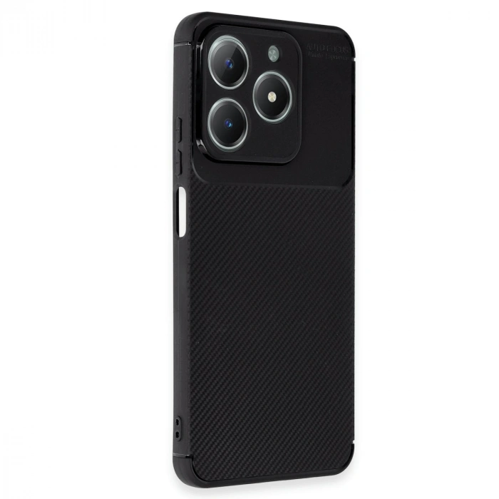 Realme C61 Kılıf Auto Focus Karbon Kapak - Siyah