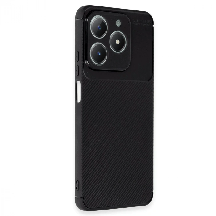 Realme C61 Kılıf Auto Focus Karbon Kapak - Siyah