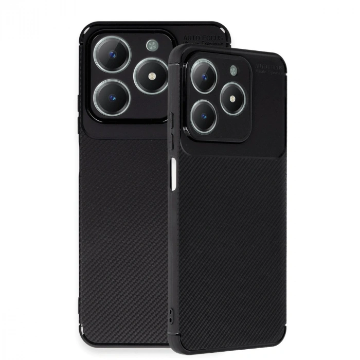 Realme C61 Kılıf Auto Focus Karbon Kapak - Siyah