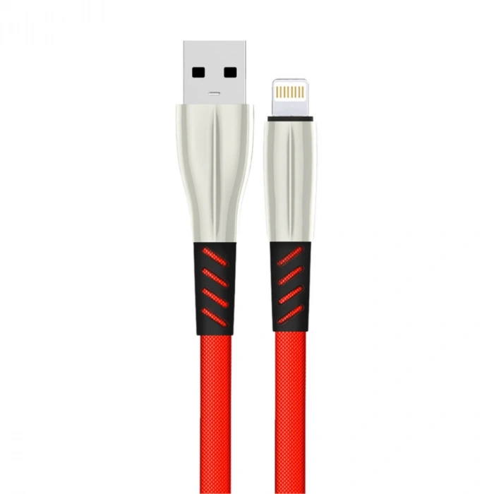 S89 Metal Uçlu Lightning Kablo İphone Uyumlu 1m 2.4a - Kırmızı