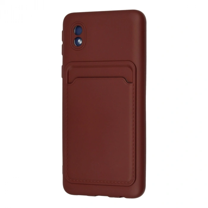 Samsung Galaxy A01 Core Kılıf Kelvin Kartvizitli Silikon - Bordo