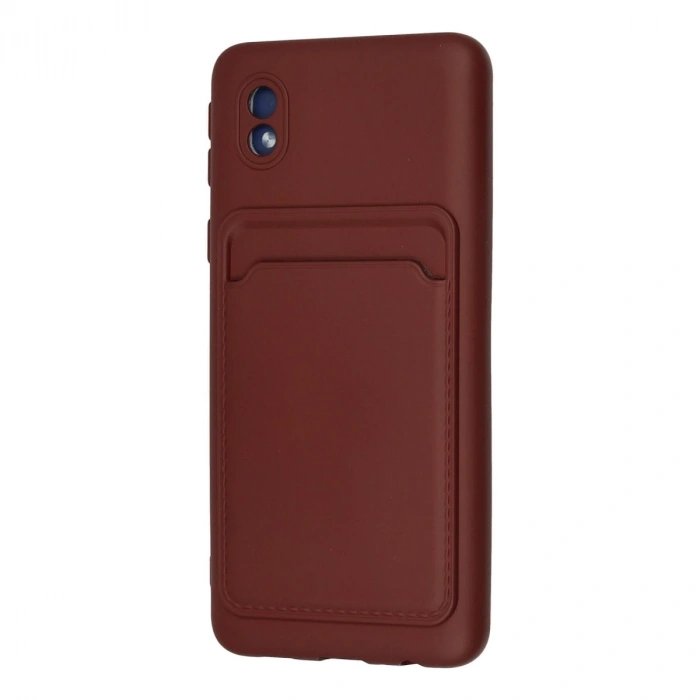 Samsung Galaxy A01 Core Kılıf Kelvin Kartvizitli Silikon - Bordo
