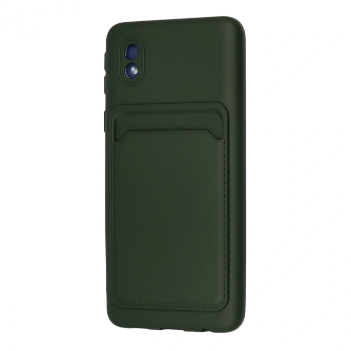 Samsung Galaxy A01 Core Kılıf Kelvin Kartvizitli Silikon - Koyu Yeşil