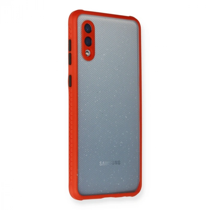 Samsung Galaxy A02 Kılıf Miami Şeffaf Silikon - Kırmızı