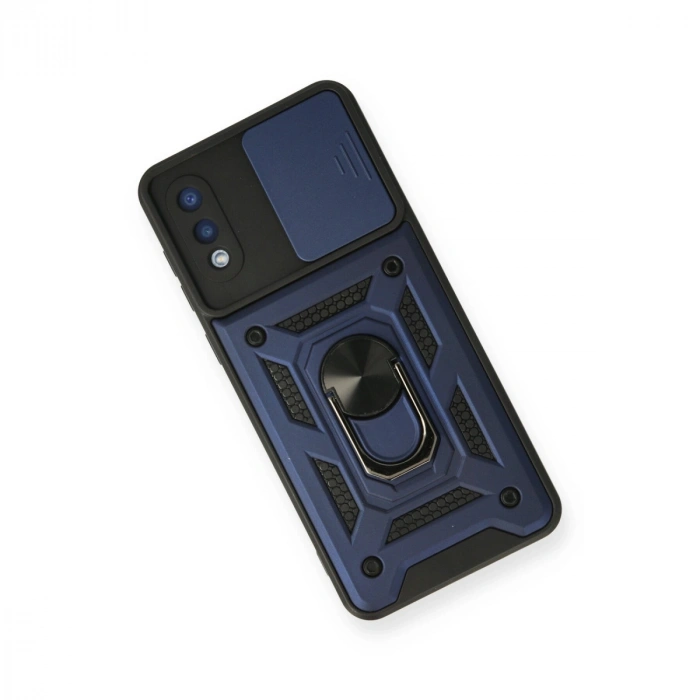 Samsung Galaxy A02 Kılıf Pars Lens Yüzüklü Silikon - Lacivert