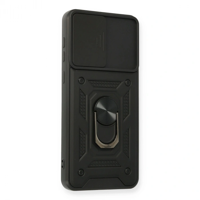 Samsung Galaxy A02 Kılıf Pars Lens Yüzüklü Silikon - Siyah