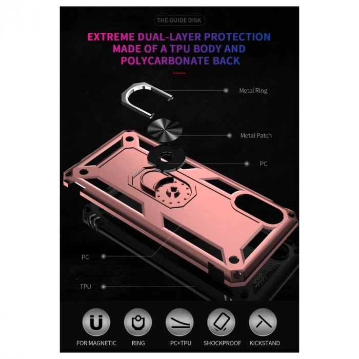 Samsung Galaxy A02 Kılıf Sofya Yüzüklü Silikon Kapak - Rose