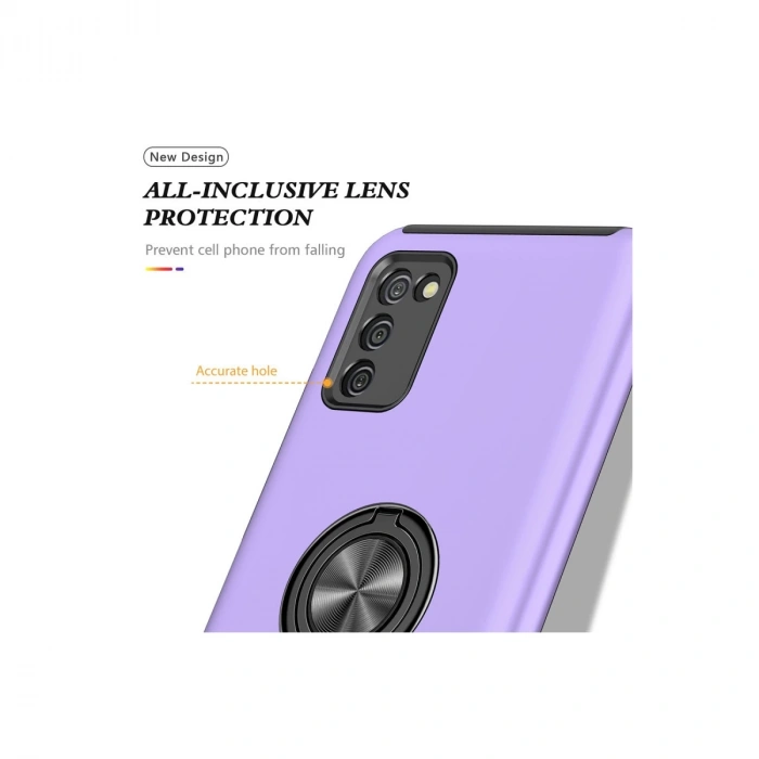 Samsung Galaxy A02s Kılıf Elit Yüzüklü Kapak - Mor