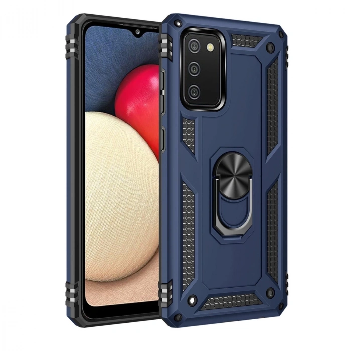 Samsung Galaxy A02s Kılıf Sofya Yüzüklü Silikon Kapak - Lacivert