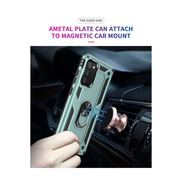 Samsung Galaxy A02s Kılıf Sofya Yüzüklü Silikon Kapak - Yeşil