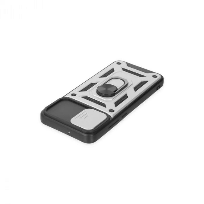 Samsung Galaxy A03 Kılıf Pars Lens Yüzüklü Silikon - Gümüş