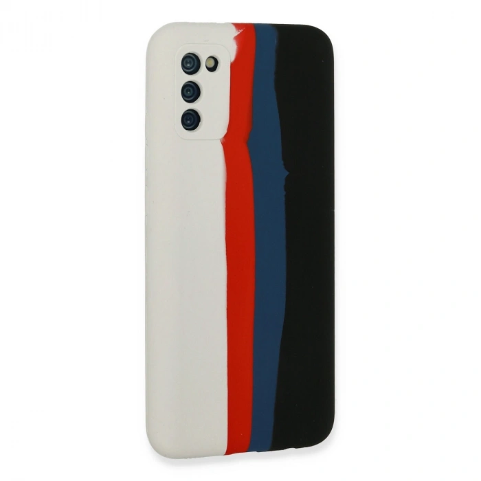 Samsung Galaxy A03s Kılıf Ebruli Lansman Silikon - Beyaz-siyah