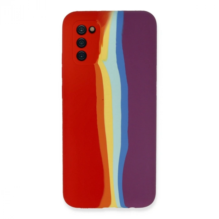 Samsung Galaxy A03s Kılıf Ebruli Lansman Silikon - Kırmızı-mor