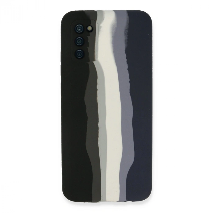 Samsung Galaxy A03s Kılıf Ebruli Lansman Silikon - Siyah-lacivert