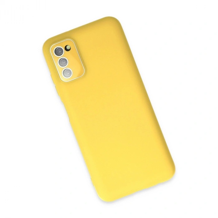 Samsung Galaxy A03s Kılıf Lansman Glass Kapak - Sarı
