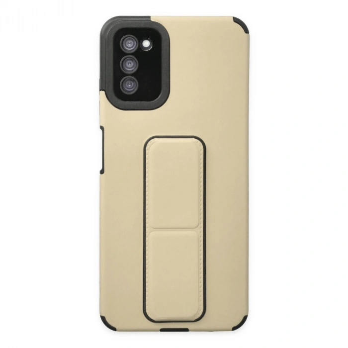 Samsung Galaxy A03s Kılıf Mega Standlı Silikon - Gold