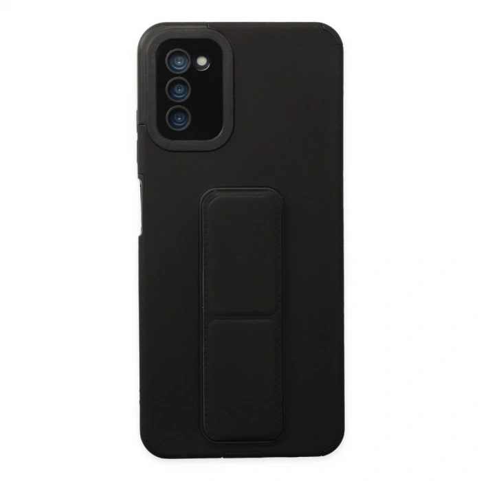 Samsung Galaxy A03s Kılıf Mega Standlı Silikon - Siyah