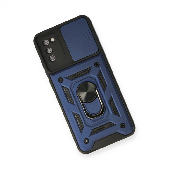 Samsung Galaxy A03s Kılıf Pars Lens Yüzüklü Silikon - Lacivert