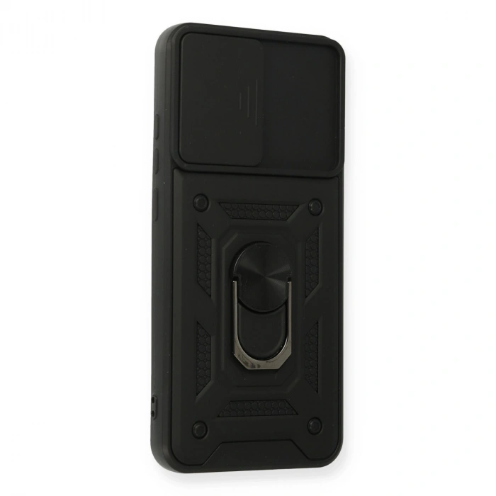 Samsung Galaxy A03s Kılıf Pars Lens Yüzüklü Silikon - Siyah