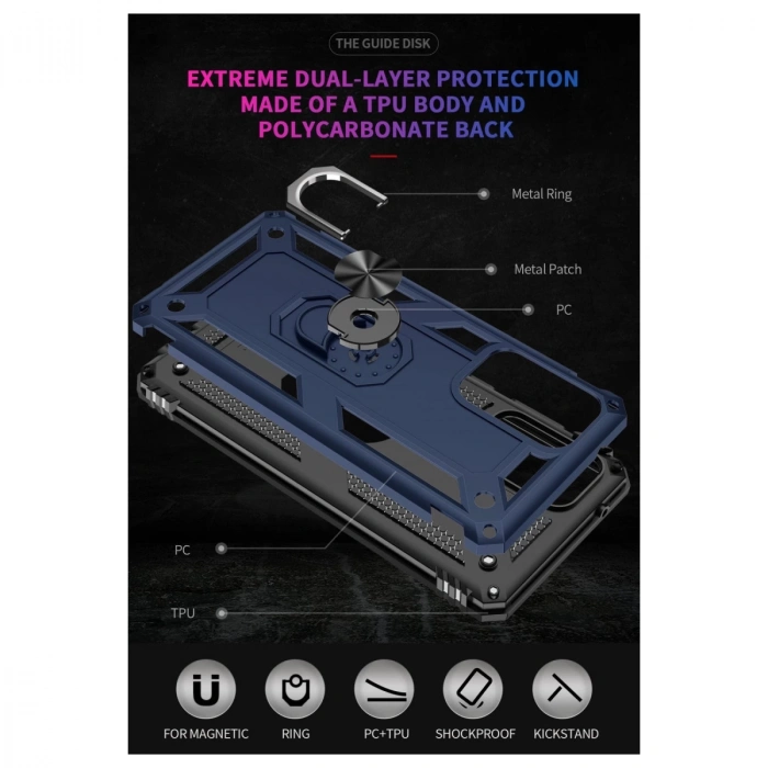 Samsung Galaxy A03s Kılıf Sofya Yüzüklü Silikon Kapak - Lacivert