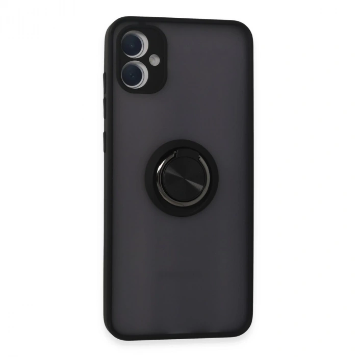 Samsung Galaxy A05 Kılıf Montreal Yüzüklü Silikon Kapak - Siyah