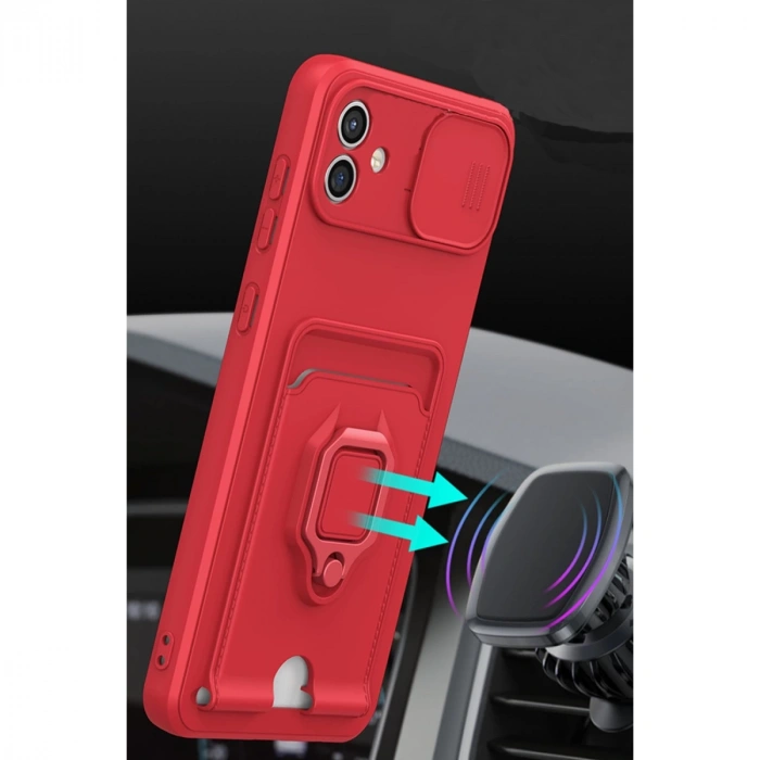 Samsung Galaxy A05 Kılıf Zuma Kartvizitli Yüzüklü Silikon - Yeşil