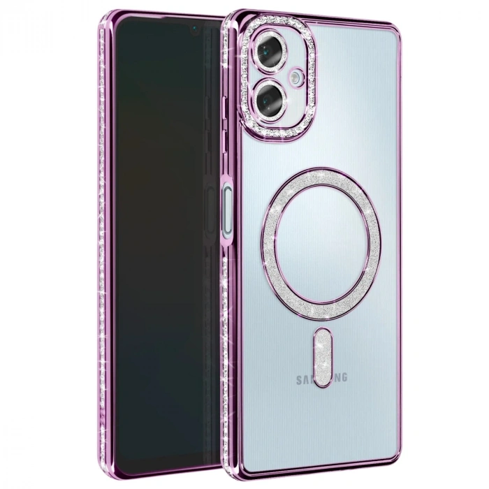 Samsung Galaxy A06 Joke Simli Magneticsafe Kılıf - Derin Mor
