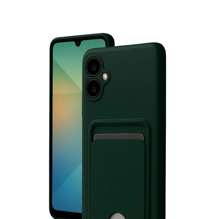 Samsung Galaxy A07 4g Kelvin Kartvizitli Silikon - Koyu Yeşil
