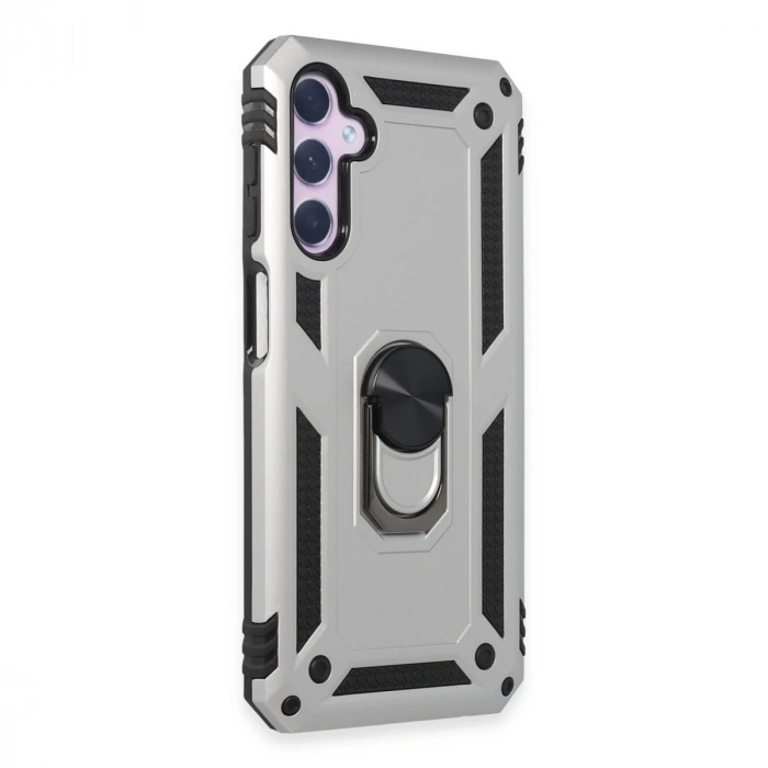 Samsung Galaxy A14 4g Kılıf Sofya Yüzüklü Silikon Kapak - Gümüş