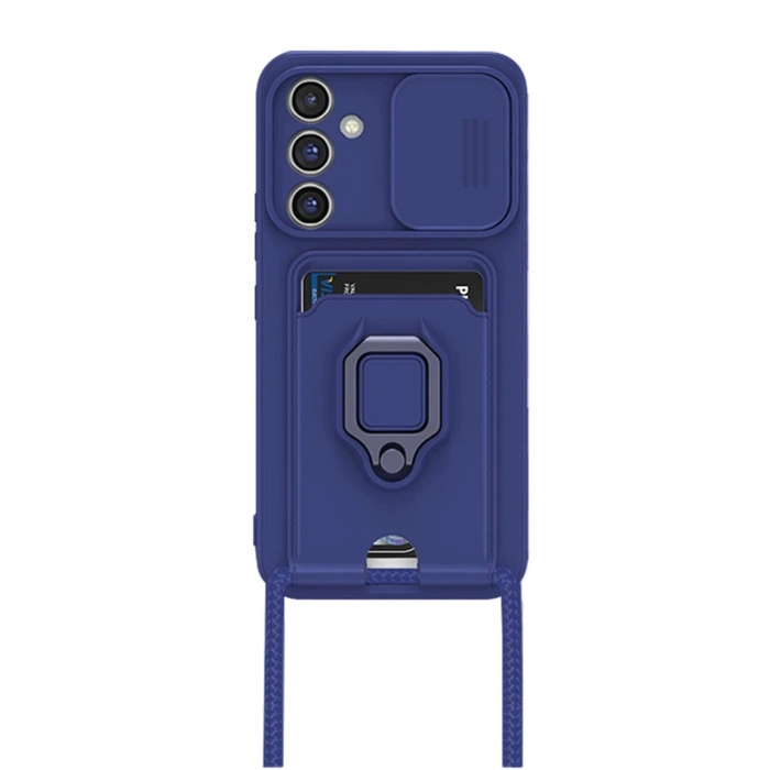 Samsung Galaxy A14 4g Kılıf Zuma Kartvizitli Yüzüklü Silikon - Lacivert