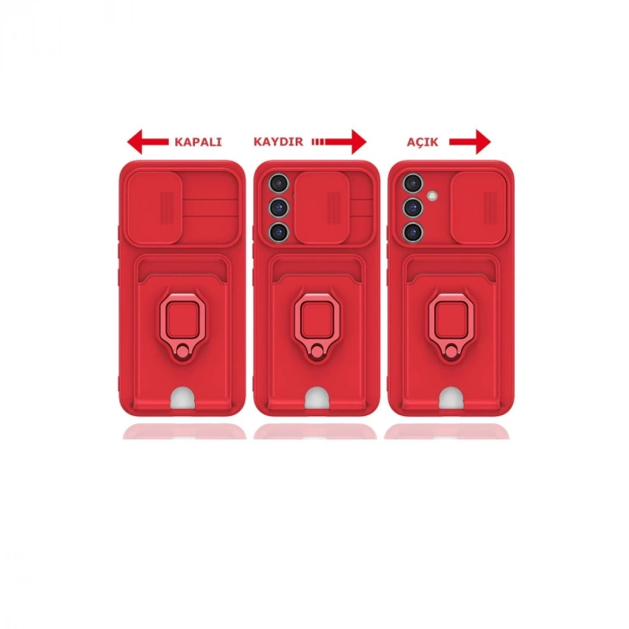 Samsung Galaxy A14 4g Kılıf Zuma Kartvizitli Yüzüklü Silikon - Lila