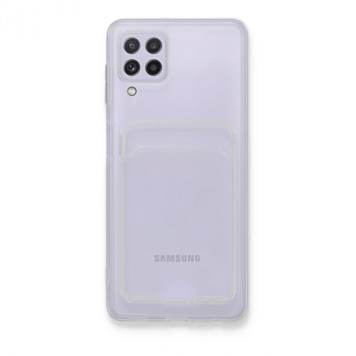 Samsung Galaxy A22 Kılıf Kart Şeffaf Silikon - Şeffaf
