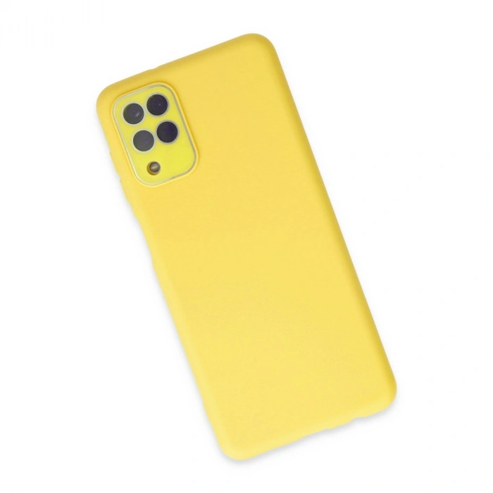Samsung Galaxy A22 Kılıf Lansman Glass Kapak - Sarı