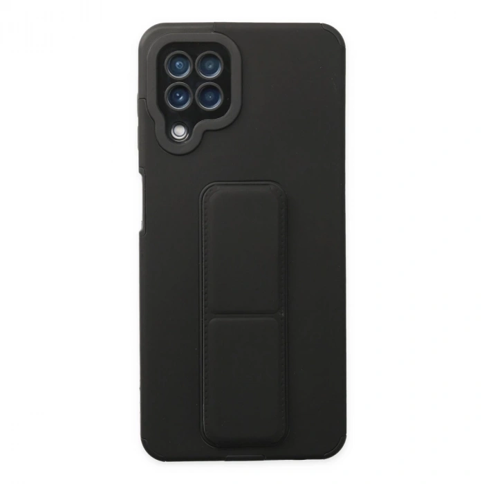 Samsung Galaxy A22 Kılıf Mega Standlı Silikon - Siyah