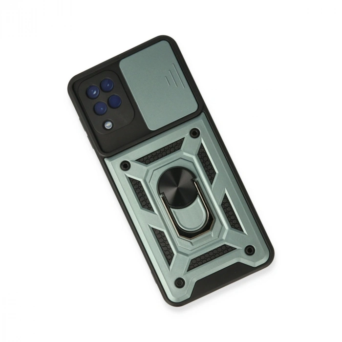 Samsung Galaxy A22 Kılıf Pars Lens Yüzüklü Silikon - Yeşil