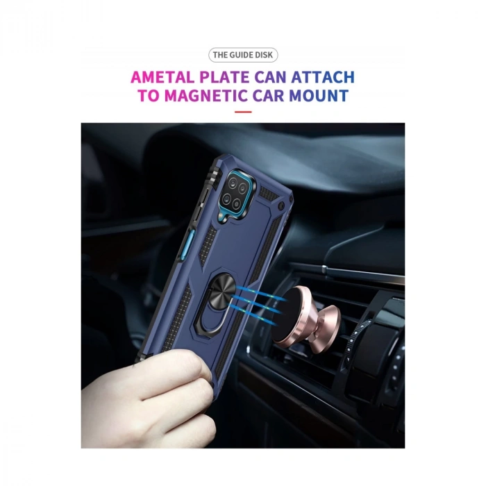 Samsung Galaxy A22 Kılıf Sofya Yüzüklü Silikon Kapak - Lacivert