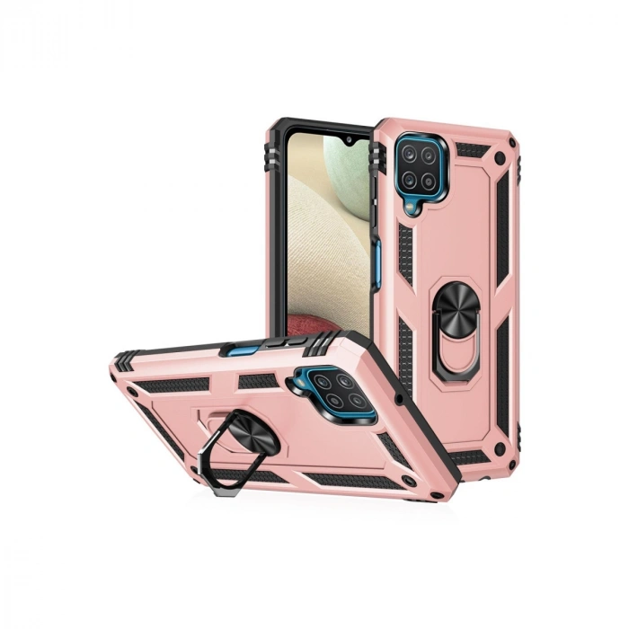 Samsung Galaxy A22 Kılıf Sofya Yüzüklü Silikon Kapak - Rose