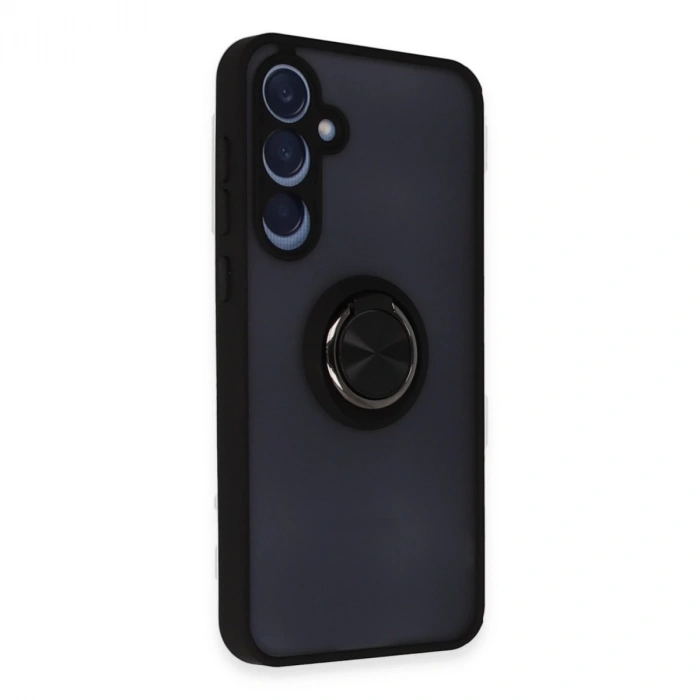 Samsung Galaxy A25 5g Kılıf Montreal Yüzüklü Silikon Kapak - Siyah