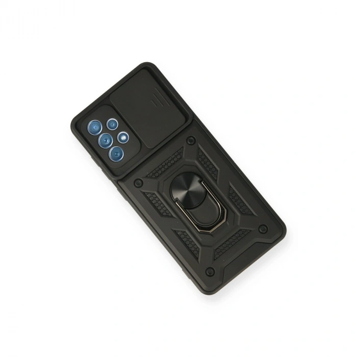 Samsung Galaxy A32 Kılıf Pars Lens Yüzüklü Silikon - Siyah