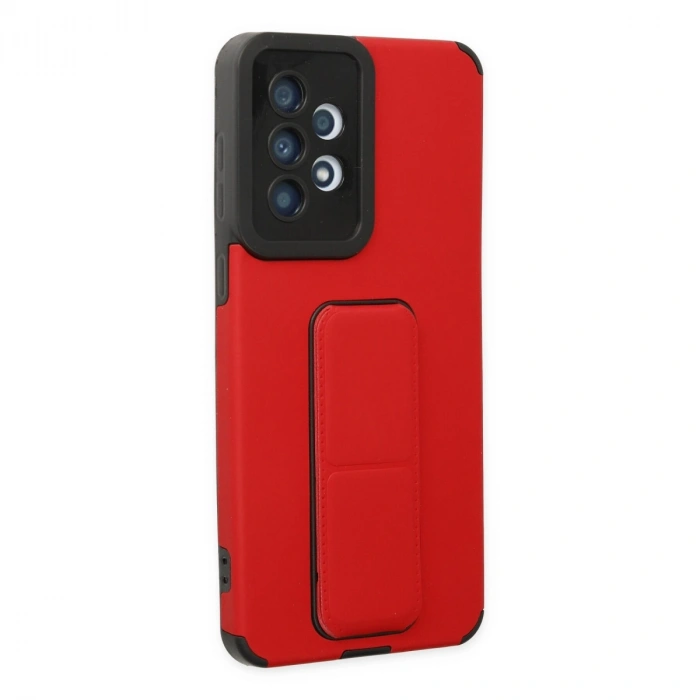 Samsung Galaxy A33 5g Kılıf Mega Standlı Silikon - Kırmızı