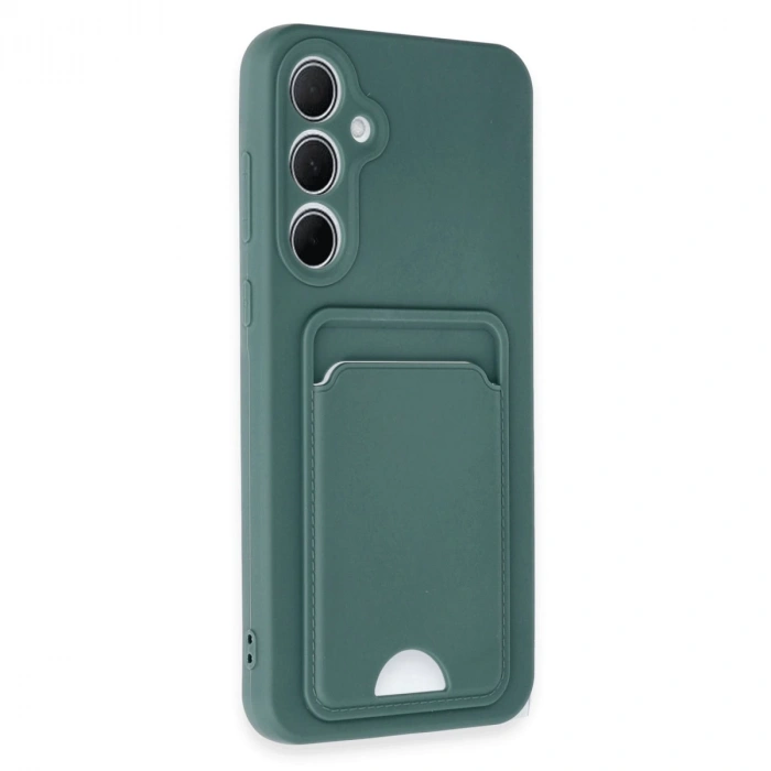 Samsung Galaxy A35 5g Kılıf Kelvin Kartvizitli Silikon - Koyu Yeşil