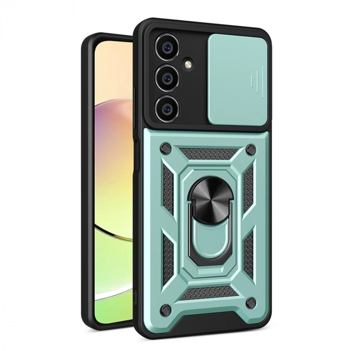 Samsung Galaxy A35 5g Kılıf Pars Lens Yüzüklü Silikon - Yeşil