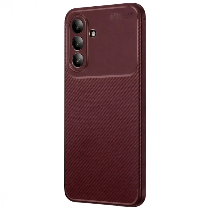 Samsung Galaxy A36 Kılıf Auto Focus Karbon Kapak - Bordo
