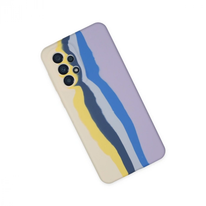 Samsung Galaxy A53 5g Kılıf Ebruli Lansman Silikon - Sarı-lila